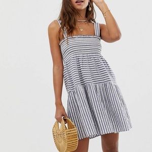 ASOS Mini cotton trapeze sundress in Stripe Sz 8